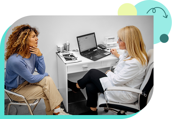 Patient talking to doctor about gMG treatment